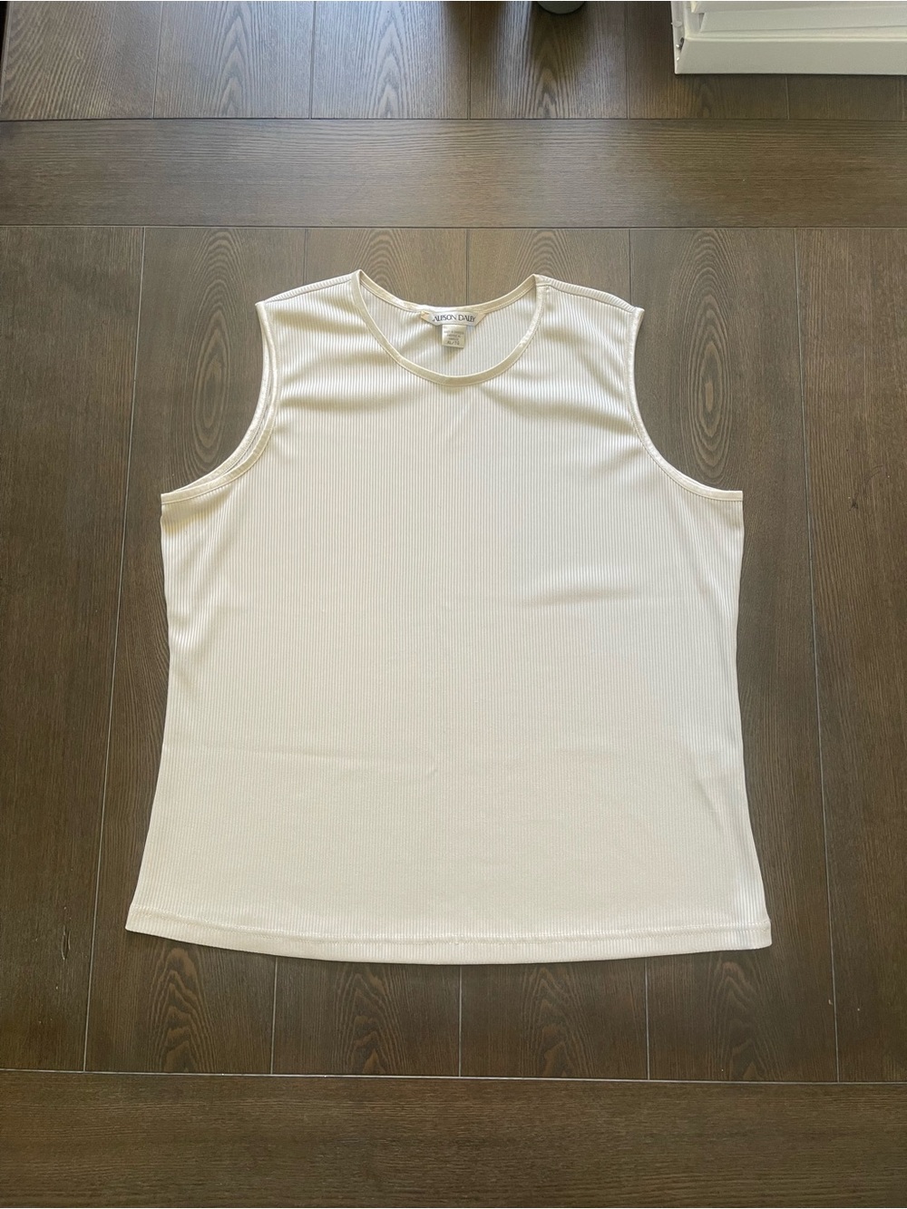 Women's Cream Ribbed Sleeveless Tank Top